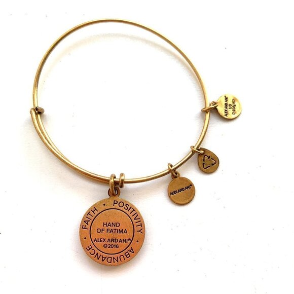 Alex and Ani Hand of Fatima Charm Bracelet - Gold Finish Expands 2"- 3.5" - Picture 2 of 2